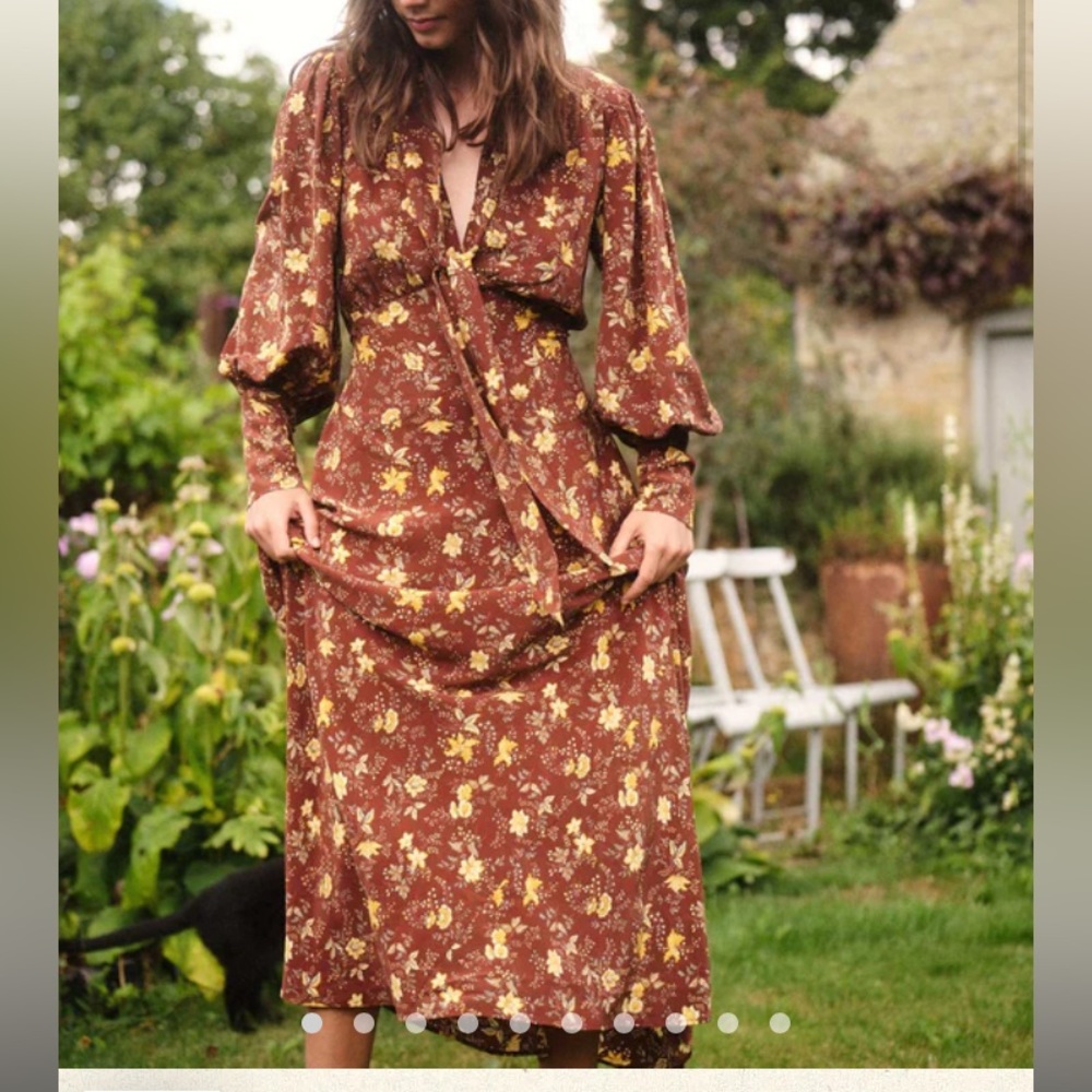 Doen / Blossom Dress In Cherrywood Winding Vine Floral / Size XS